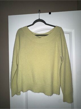 New York & Company Chartreuse-Yellow Boatneck Plush Sweater